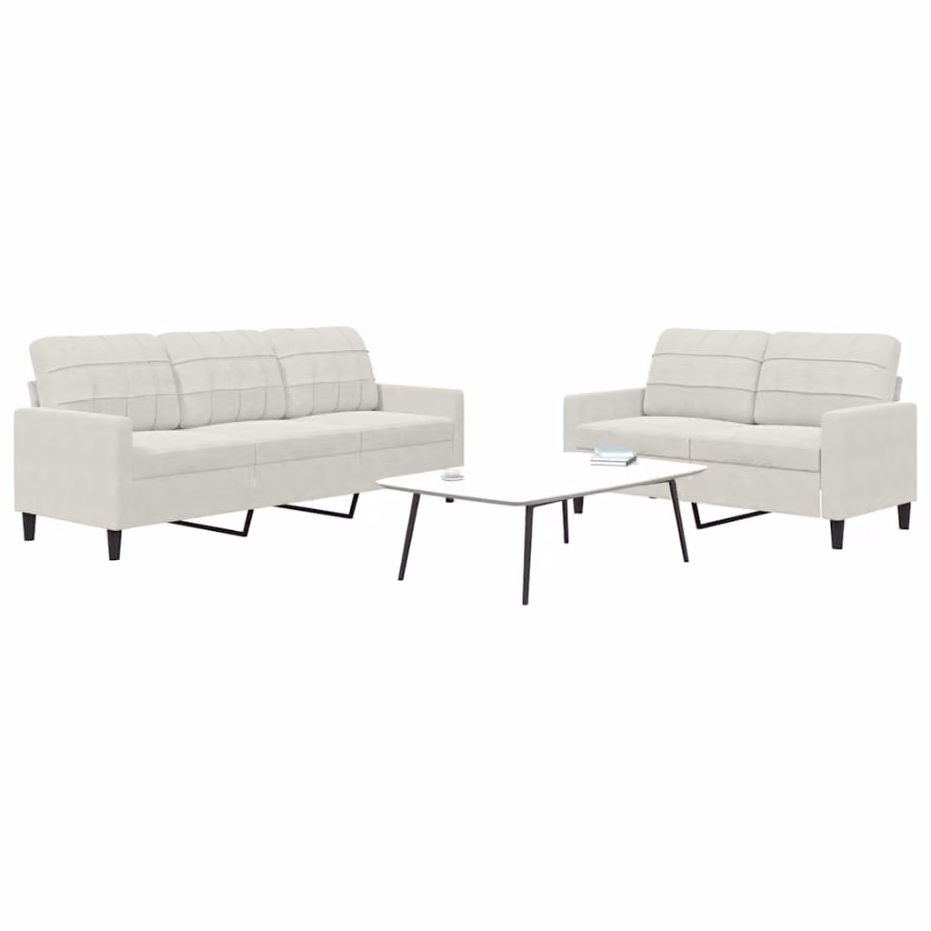 vidaXL Set di 2 Divani Moderni in Velluto Beige con Cuscini e Struttura in Metallo