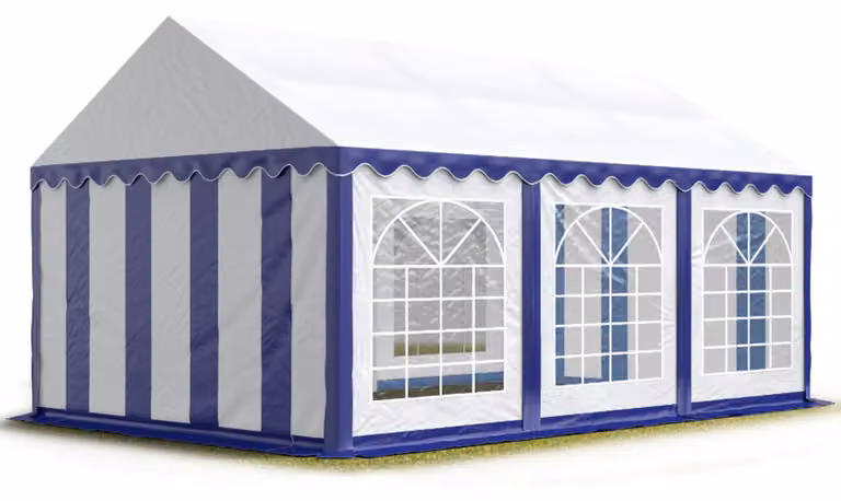 TOOLPORT Tendone per feste 4x6 m PVC blu-bianco 100% impermeabile Tendone da esterno Tenda party