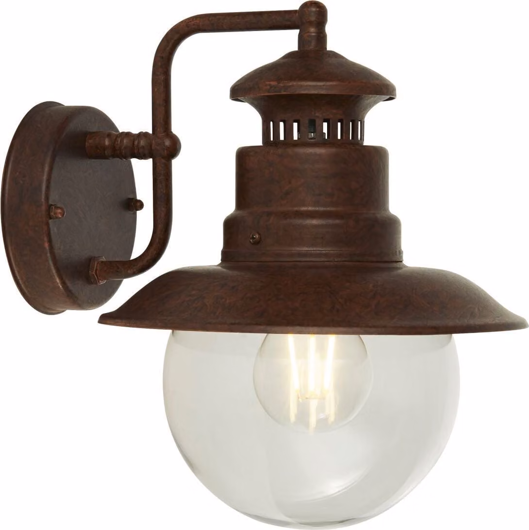 Lampada da parete per esterni in metallo e vetro H: 27 cm IP44 marrone ruggine E27 Maritim wall light