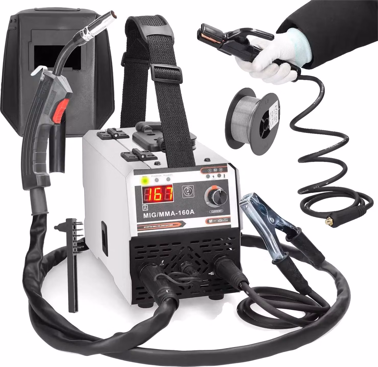 Saldatrice MIG MMA, inverter IGBT, alimentatore automatico del filo, ruggine