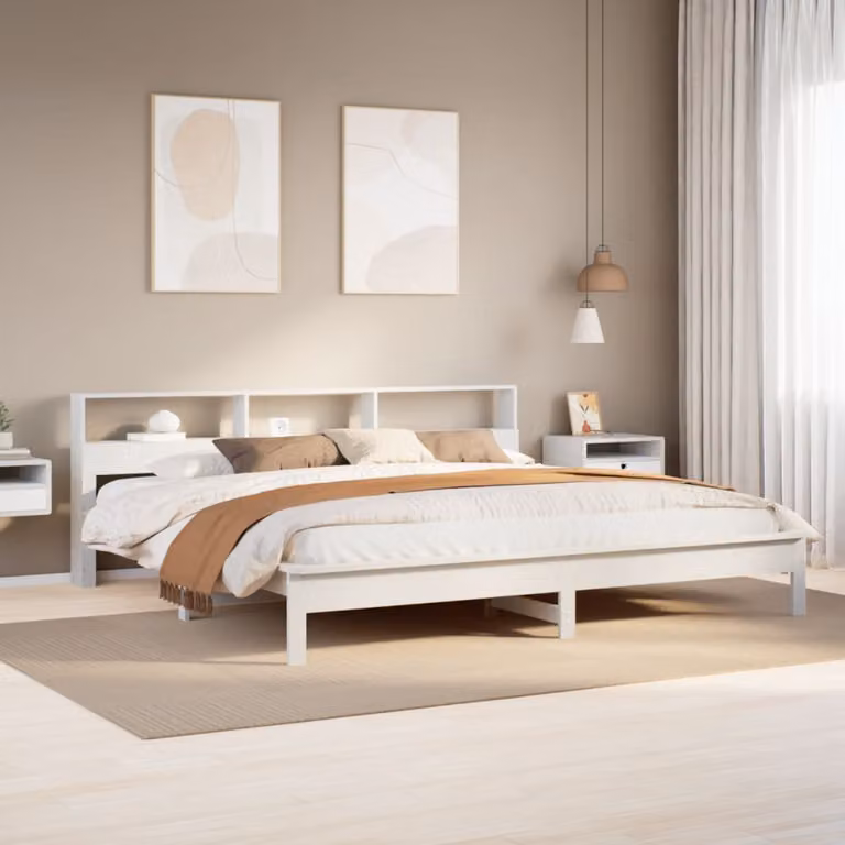 vidaXL Giroletto in legno massello di pino bianco senza materasso L/P: 200 x 200 cm