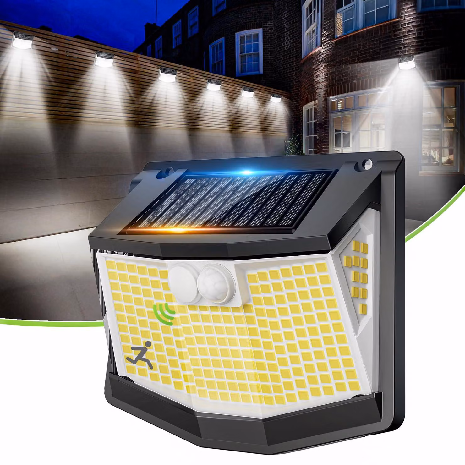 Lampada solare con 248 LED, sensore di movimento, grado di protezione IP65, angolo di illuminazione 270°, 1500 lumen
