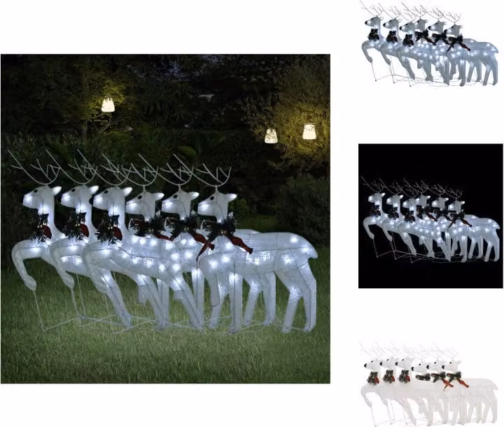 vidaXL LED Renna 6 pz. Bianco 120 LED - Luci di Natale