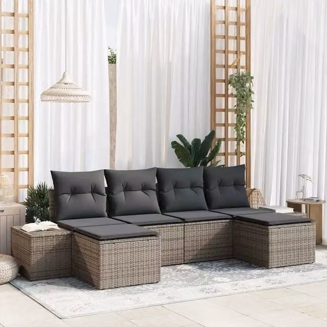 Set Divano da Giardino 4 pz Grigio polyrattan 3355838