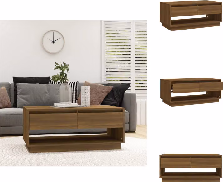 vidaXL Tavolino da caffè marrone effetto rovere 102,5x55x44 cm materiale a base di legno - Tavolini da caffè
