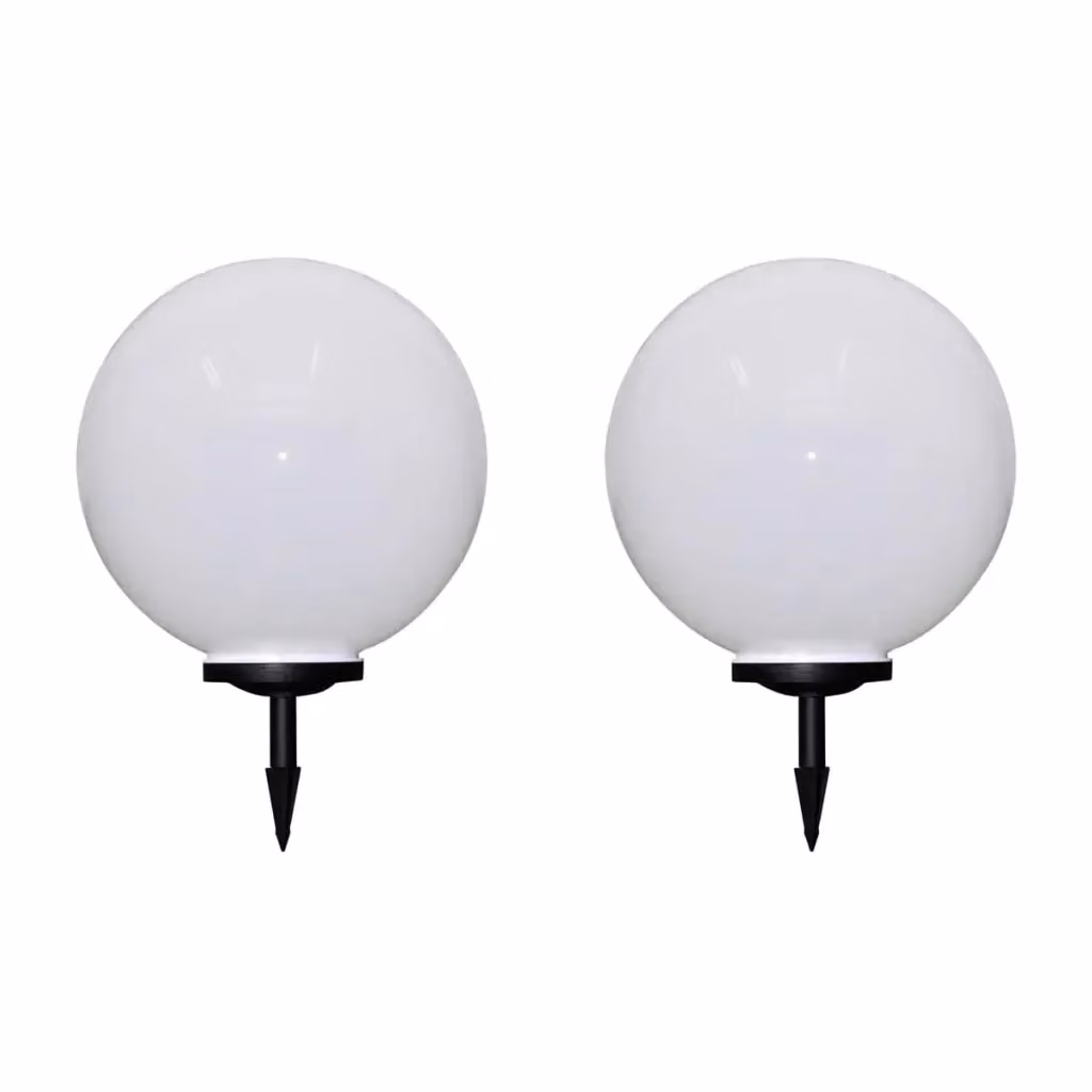 Set di 2 lampade da sentiero solari LED vidaXL con sensore crepuscolare e picchetto, colore bianco, Altezza: 50 cm – 2