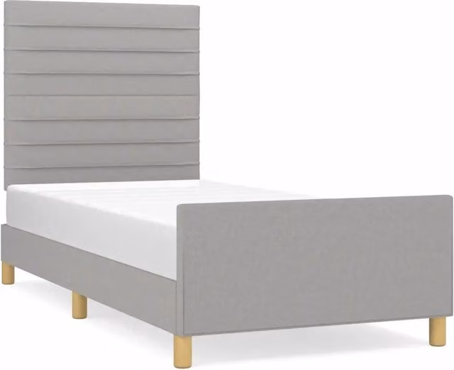 Letto singolo per adulti in tessuto grigio con struttura in legno di larice L/P/H: 100 x 200 x 128 cm