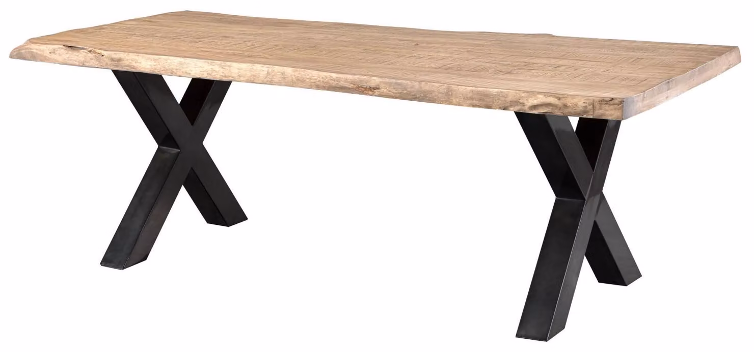 MASSIVMOEBEL24 | FREEFORM 5 tavolo da pranzo in legno di mango - verniciato beige / gambe in ferro X antracite lucido 240x100
