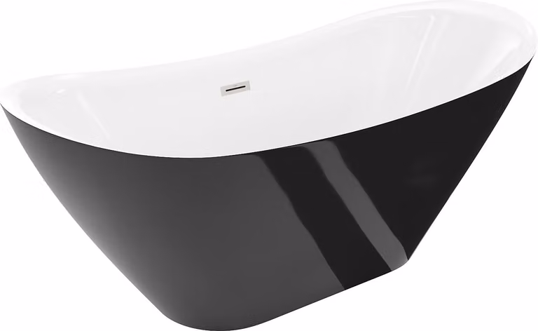 Mexen Lotos vasca da bagno freestanding 180 x 75 cm, bianca/nera, troppo pieno nichel spazzolato - 52051807775-97