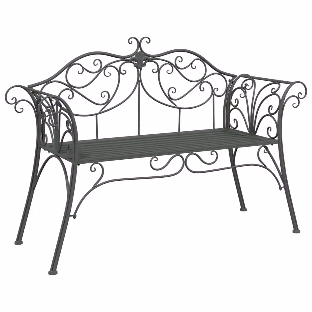 Panchina da giardino a 2 posti vidaXL in acciaio verniciato grigio argento L: 131 cm, P: 47,5 cm, H: 90 cm – 2
