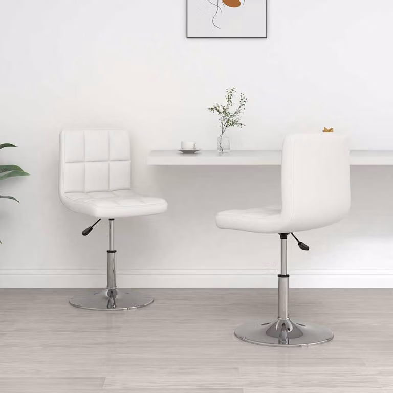 Set di 2 sedie da pranzo moderne vidaXL in similpelle bianca con base girevole 360 gradi
