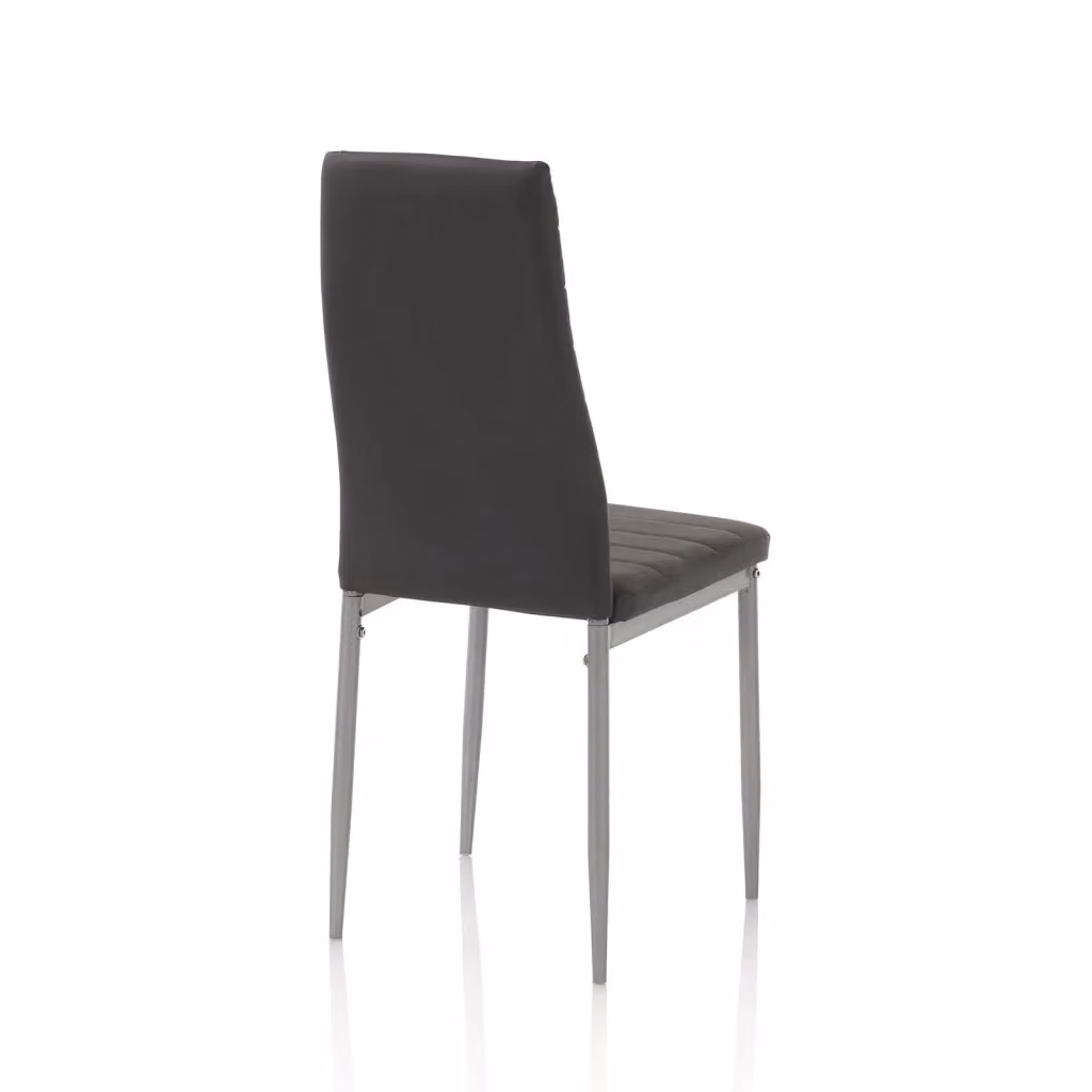 Set di 4 sedie da sala da pranzo Beatrice AQA DESIGN in ecopelle grigia con struttura in metallo opaco – 2