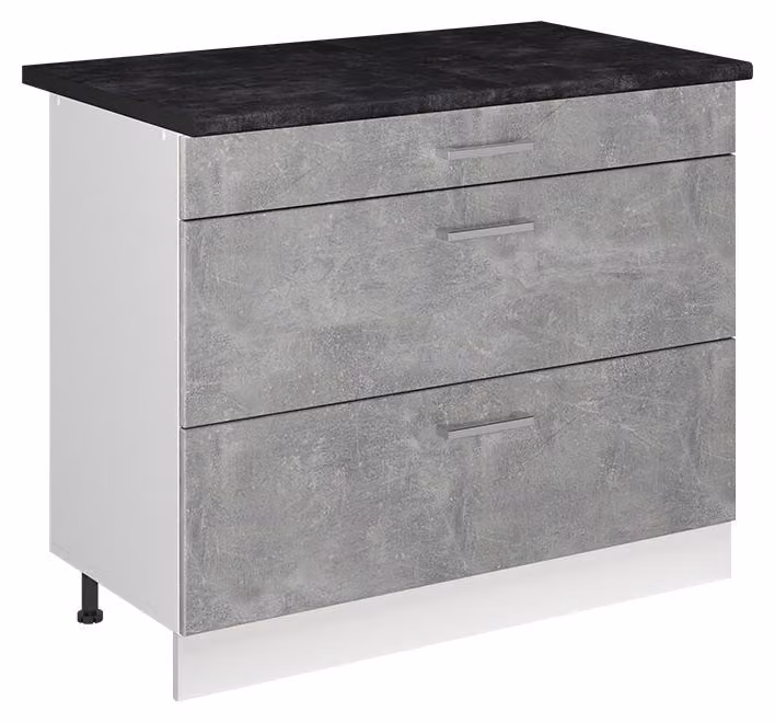 Mobiletto base per cucina Vicco R-Line Calcestruzzo/Bianco 100 cm piano di lavoro Antracite, Model 71496