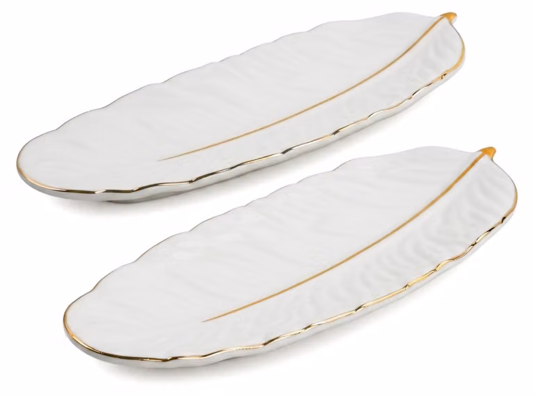Set di 2 scatole decorative a forma di piuma