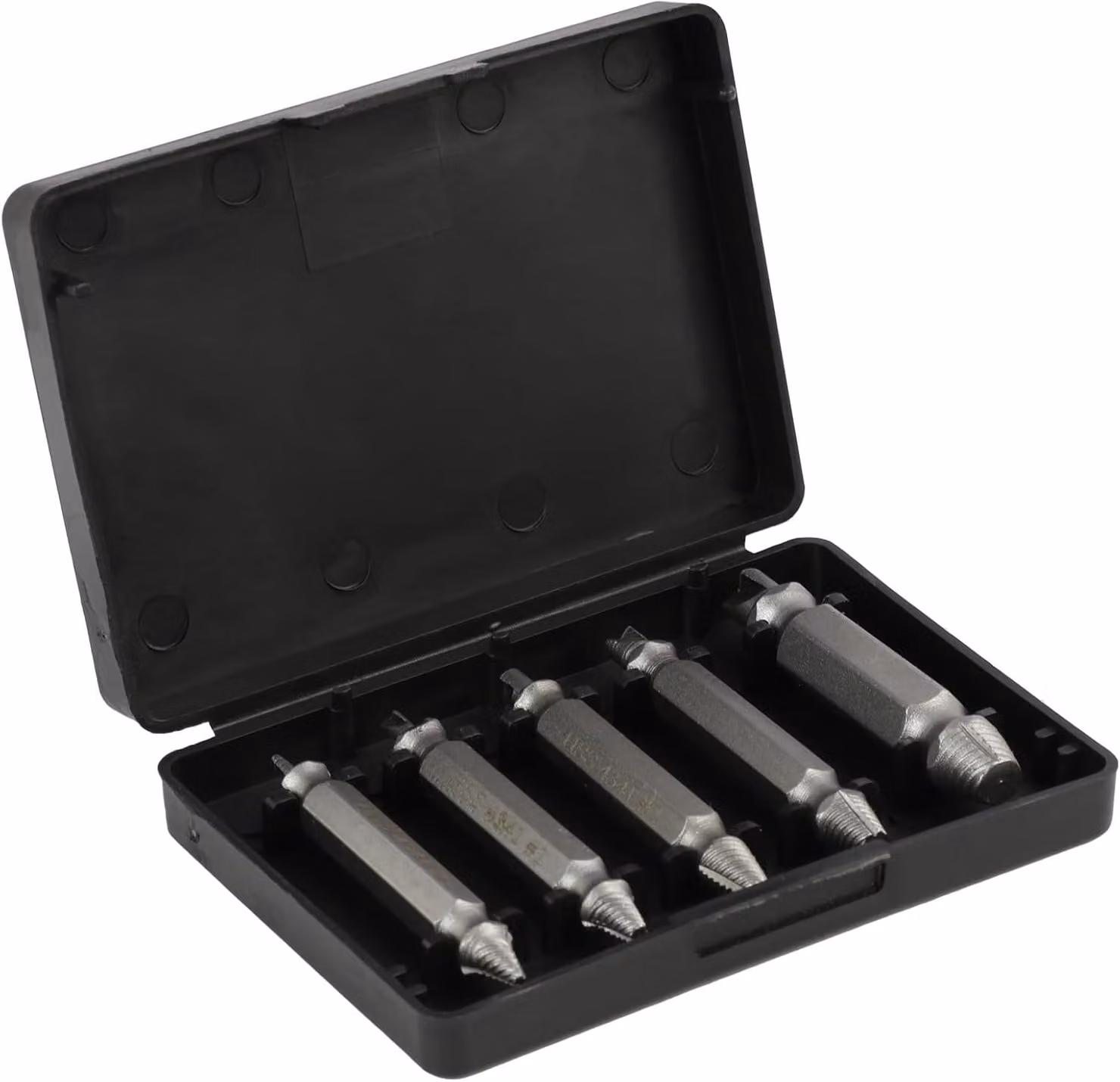 Set di estrattori per viti, composto da 5 pezzi, per viti di dimensioni da 2 a 12 mm, compatibile con diverse applicazioni