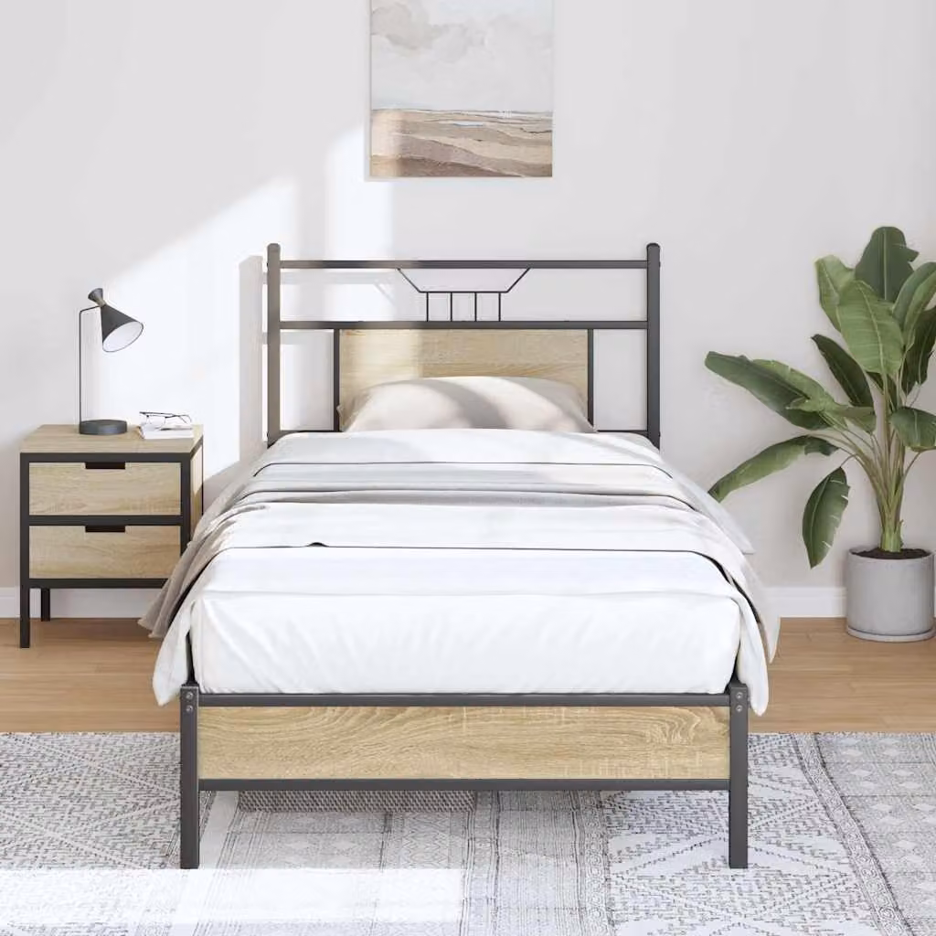 vidaXL Giroletto senza Materasso in Rovere Sonoma e Truciolato, L 75 cm x P 190 cm