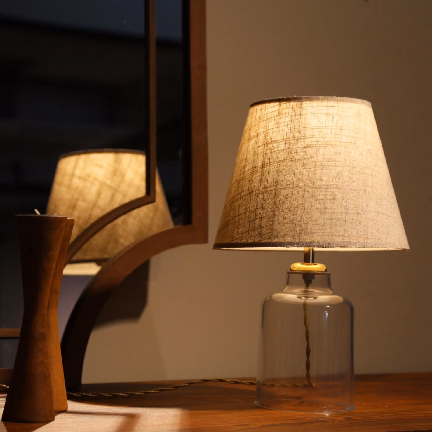 Opviq, lampada da tavolo di alta qualità (attacco E27, 40W) color crema, altezza 30 cm, stile scandinavo