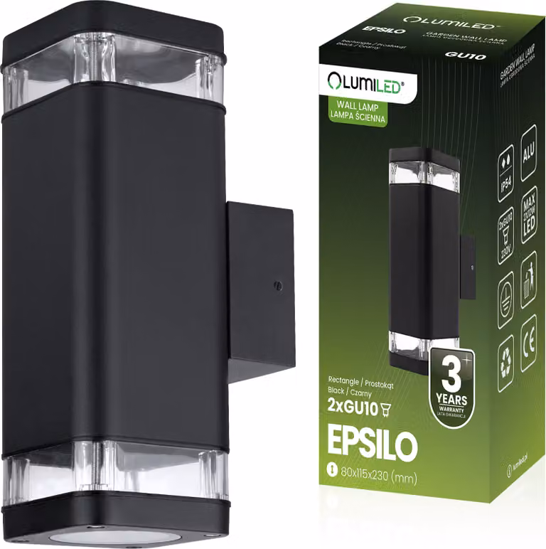 LUMILED lampada da parete per esterni lampada da parete per esterni presa GU10 illuminazione esterna applique da giardino luce terrazza casa facciata IP54 nero sopra e sotto