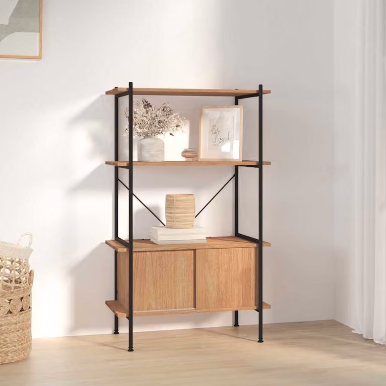 Scaffalatura vidaXL a 4 Livelli in Stile Industriale con Acciaio e Legno, Colore Nero e Marrone, L 80 x P 40 x H 130 cm