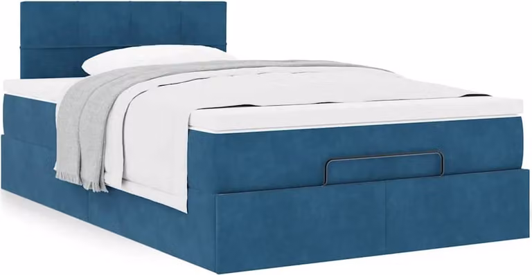 Maison Exclusive - Letto a pouf con materasso blu scuro 120x190 cm in velluto
