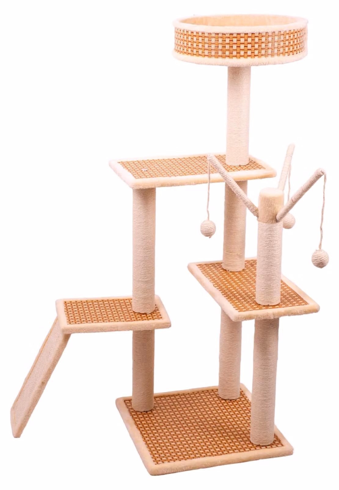 Albero per gatti multistrato, dimensioni 65 x 40 x 116 cm, realizzato con pali in sisal