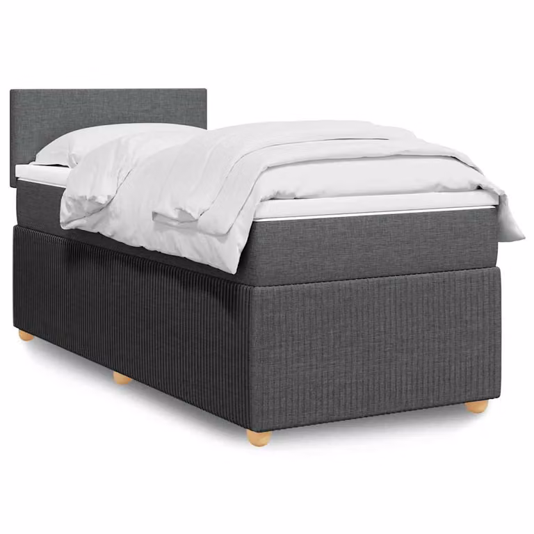 vidaXL Letto Ibrido con Materasso e Giroletto a Molle in Tessuto Grigio e Bianco L/P/H: 80 x 200 cm