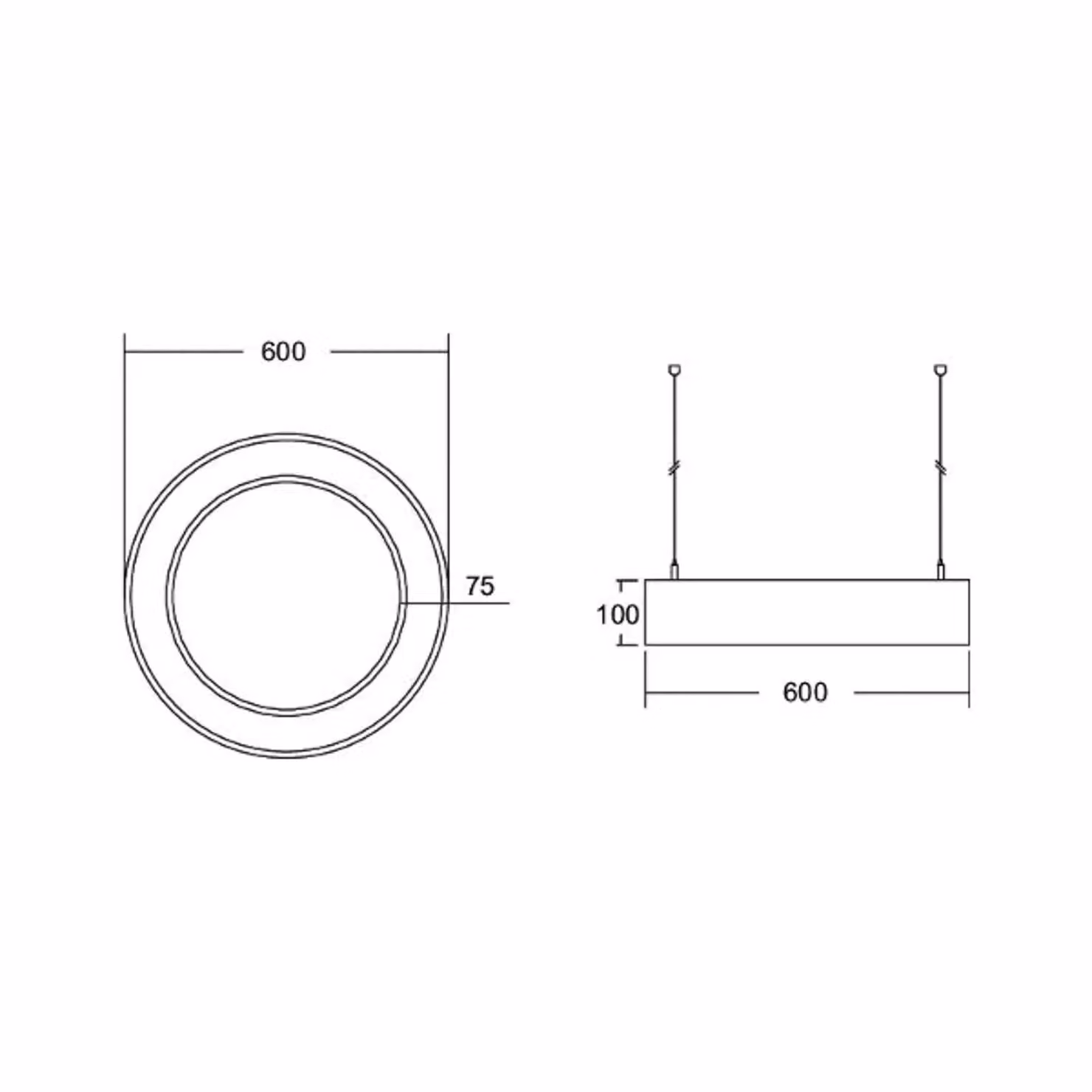 BRUMBERG Anello circolare Biro10 diretto Ø 60 cm DALI bianco 840 Biro Circle Ring, dimmerabile, Bianco / Opale, Studio / Ufficio, Alluminio, Moderno