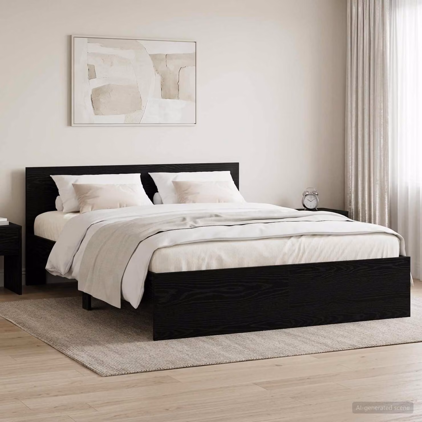 Struttura letto con testata vidaXL in legno nero moderno L: 160 cm, P: 200 cm, H: 103 cm