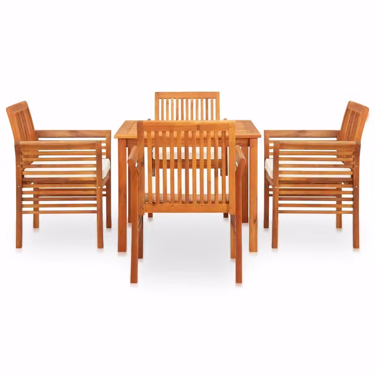 vidaXL Set da pranzo da giardino 5 pezzi con cuscini in legno massello di acacia