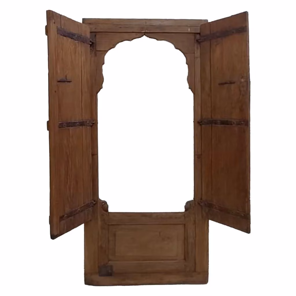 Finestra in legno Wanderlust Deco con finitura artigianale marrone, L: 78 cm, P: 10 cm, H: 169 cm – 2