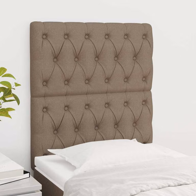 Testiera per letto vidaXL in tessuto beige con struttura in legno e MDF, L/P/H: 128 x 80 x 7 cm