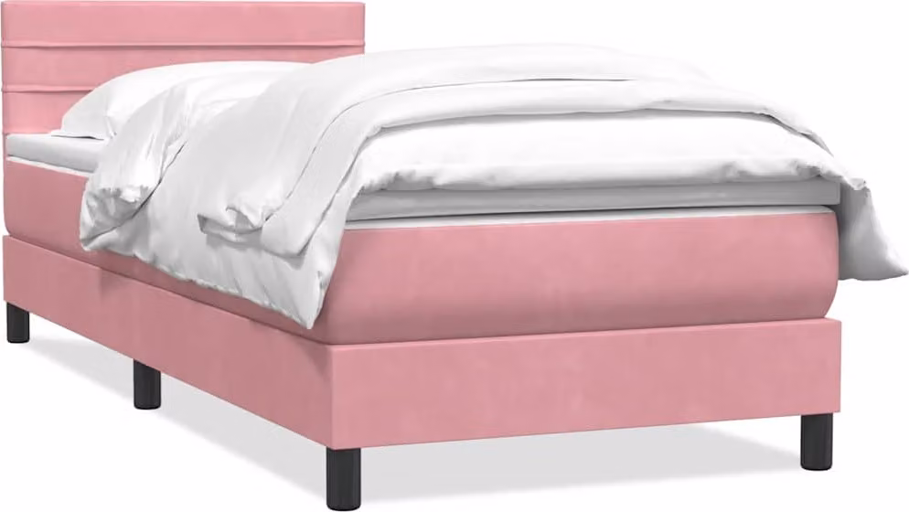 Giroletto a Molle con Materasso Rosa 80x220 cm Velluto