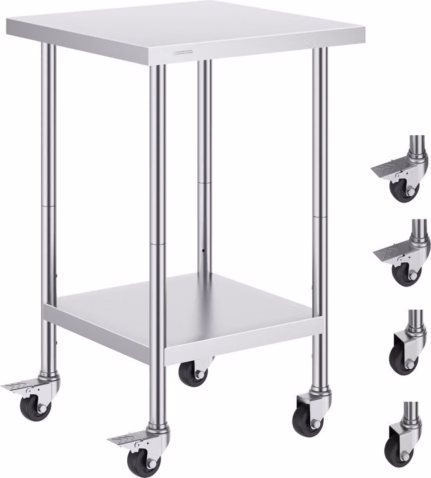 Tavolo da cucina arrotolabile - Tavolo da lavoro Tavolo di preparazione 610x610 mm - Postazione di lavoro per cucina commerciale - Pratico tavolo da cucina per catering