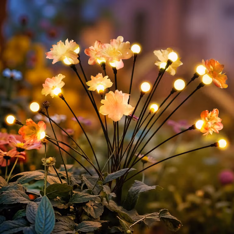 Illuminazione solare per giardino, impermeabile, con 20 LED potenziati, luci solari a forma di fiore per l'esterno, lampada da giardino a forma di braciere per vialetti, per interni