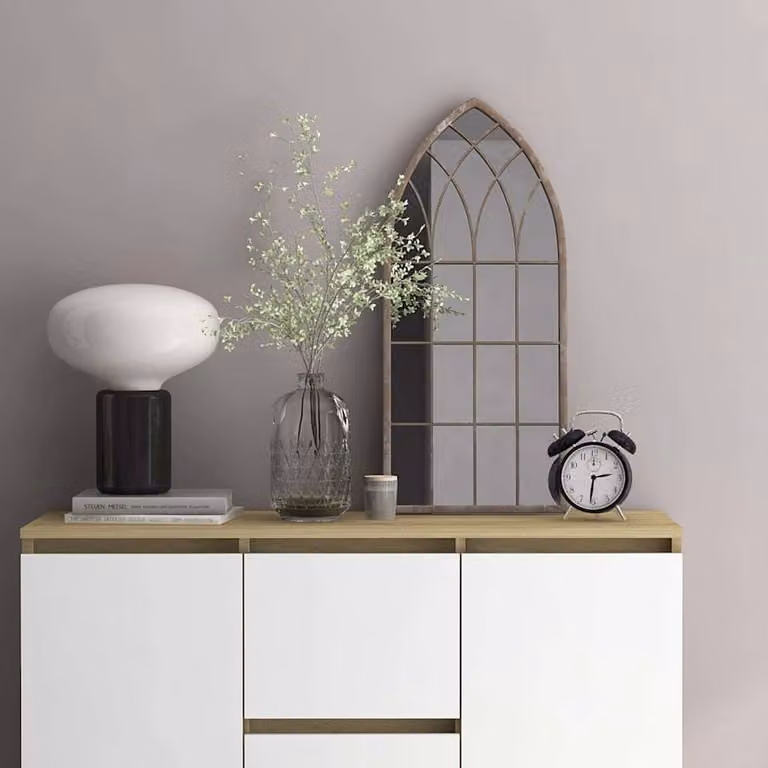 Specchio da parete rettangolare vidaXL in metallo e vetro, colore beige, L: 70 cm, H: 30 cm