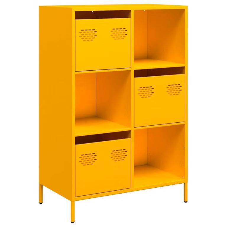 Credenza Giallo Senape 68x39x103,5 cm in Acciaio