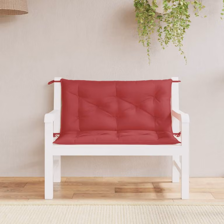 Set di 2 cuscini per panca vidaXL in tessuto Oxford rosso, impermeabili e traspiranti, L: 100 cm, P: 50 cm, H: 7 cm