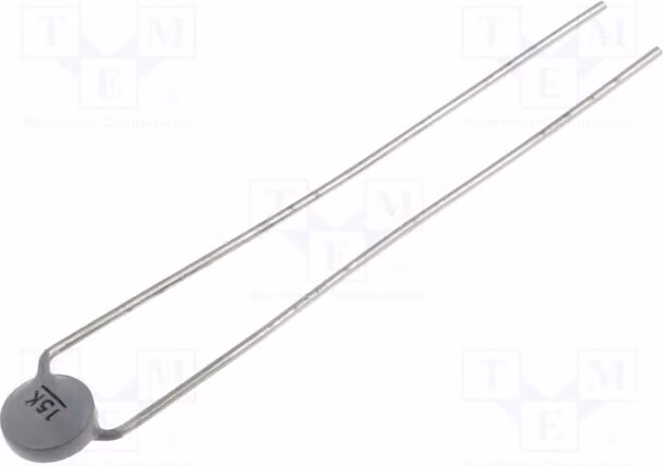 2 termistori NTC, intervallo di temperatura -55÷125°C, montaggio a foro passante, resistenza 15kΩ, potenza dissipata 450mW, codice prodotto B57164K0153K000, serie NTC Mess