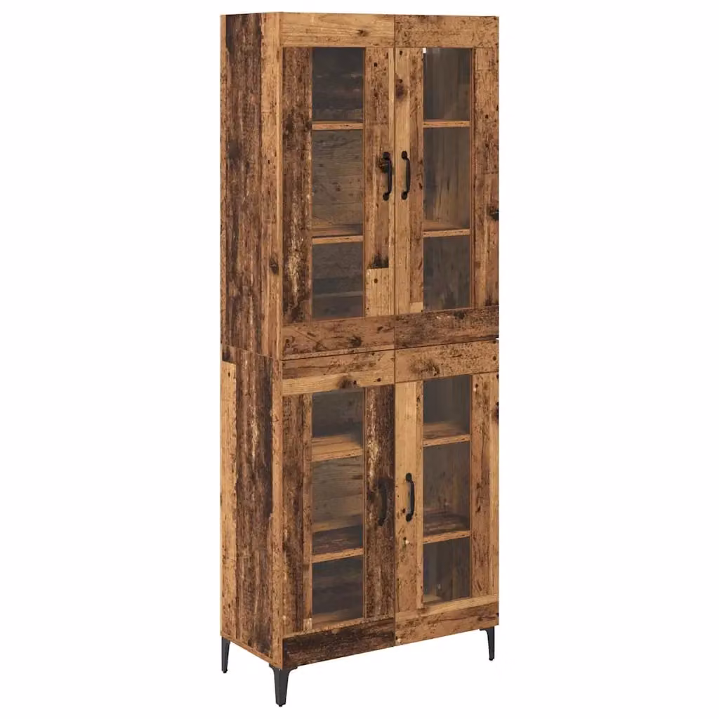 Credenza vidaXL in legno e metallo con ante in vetro, stile minimalista, colore marrone, L: 69,5 cm, P: 34 cm, H: 180 cm – 2