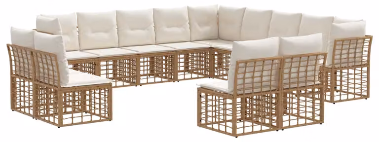 Set di divani da esterno Naturale e Bianco Crema Poliestere
