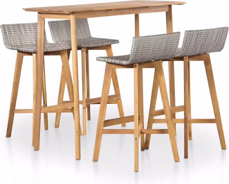 The Living Store Set da pranzo da giardino 5 pz. Set da pranzo da giardino in legno massiccio di acacia