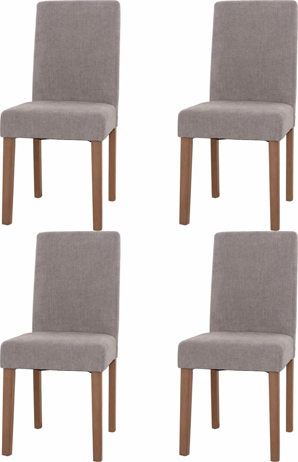 Set di 4 sedie da sala da pranzo classiche e intramontabili | A x L x P 90 x 42 x 50 cm | Altezza seduta 47 cm | Tessuto/textile ciniglia Legno | Gambe color naturale | Grigio chiaro | Sedia Sedia da cucina Sedia con schienale alto