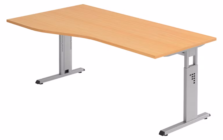bümö Scrivania Serie-O - Struttura: argento, finitura: faggio, dimensioni: 180 x 100 cm