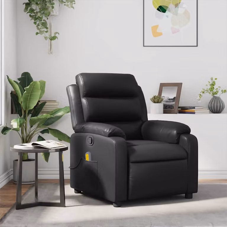 vidaXL Poltrona Reclinabile Relax in Similpelle Nera con Braccioli