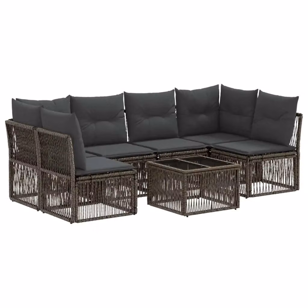 Set Divano da Giardino a L vidaXL in Polyrattan Grigio con Tavolino e Cuscini – 2