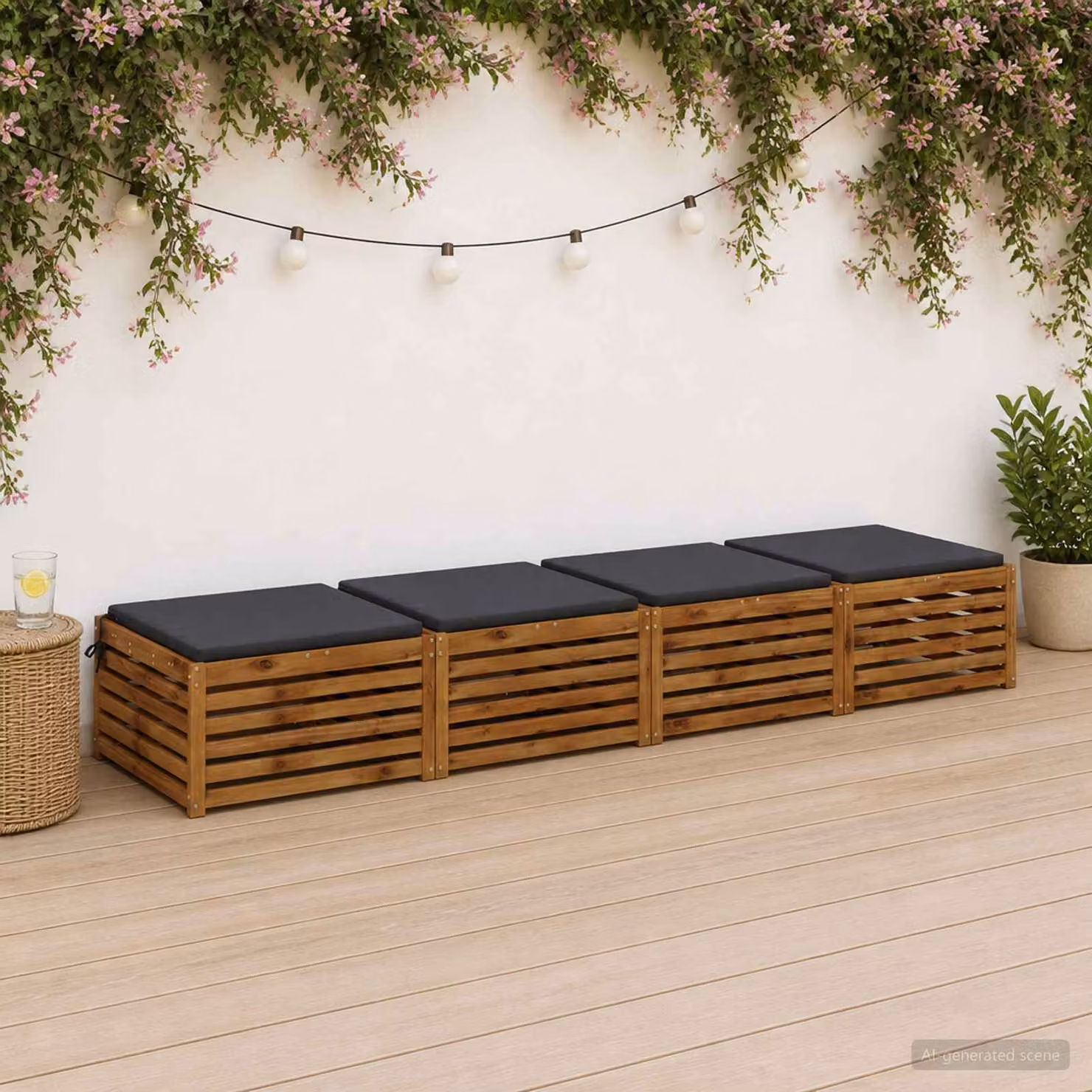 Set di 4 cuscini per sedia vidaXL SOEST in poliestere, forma quadrata, colore grigio antracite con rivestimento rimovibile e resistente ai raggi UV