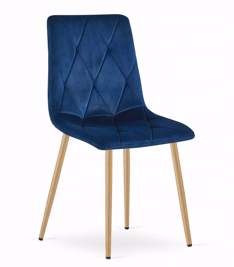 Set di 4 sedie Valora TYRA in velluto blu navy con gambe in legno e metallo – 2