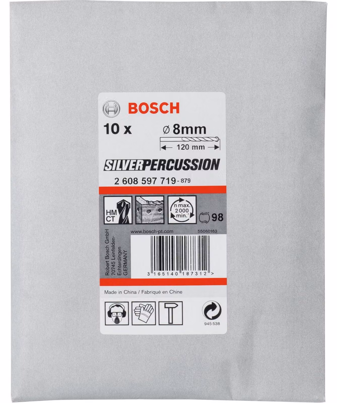 BOSCH 2608597719 BOSCH CYL-3 Betonbohrer, Ø 8,0 mm, 10 St.