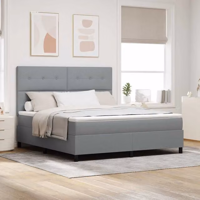 Letto a molle con testiera Grigio chiaro 180 x 200 cm Tessuto 3339406