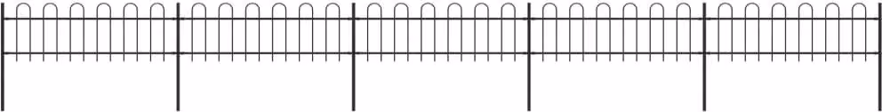 Recinzione da Giardino con Parte Superiore ad Anello in Acciaio 892,5x60 cm Nero
